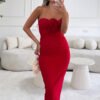 Rosette Midi Dress Red