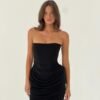 Shanev Draped Mini Dress Black