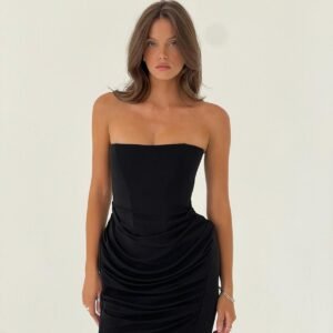 Shanev Draped Mini Dress Black