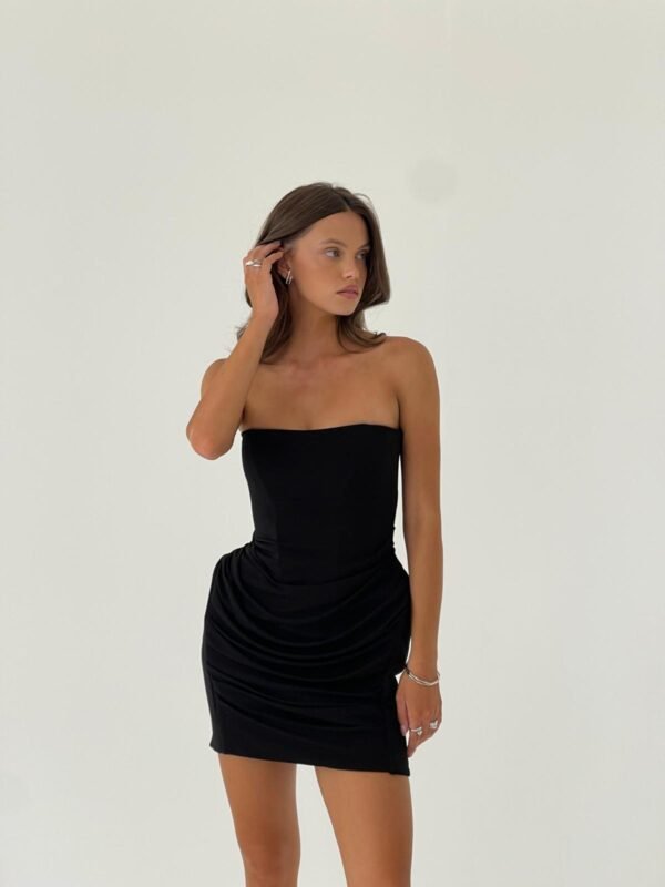 Shanev Draped Mini Dress Black