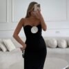 Rosette Midi Dress Black