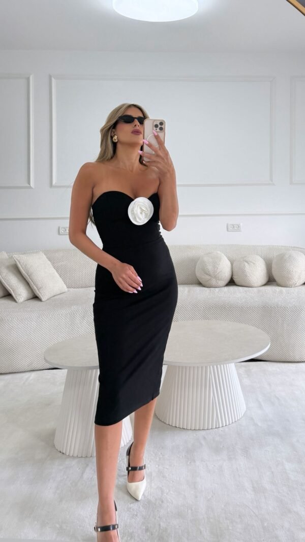 Rosette Midi Dress Black