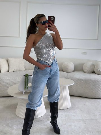 Nova One-Shoulder Sequin Top
