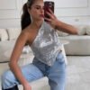 Nova One-Shoulder Sequin Top