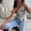 Nova One-Shoulder Sequin Top