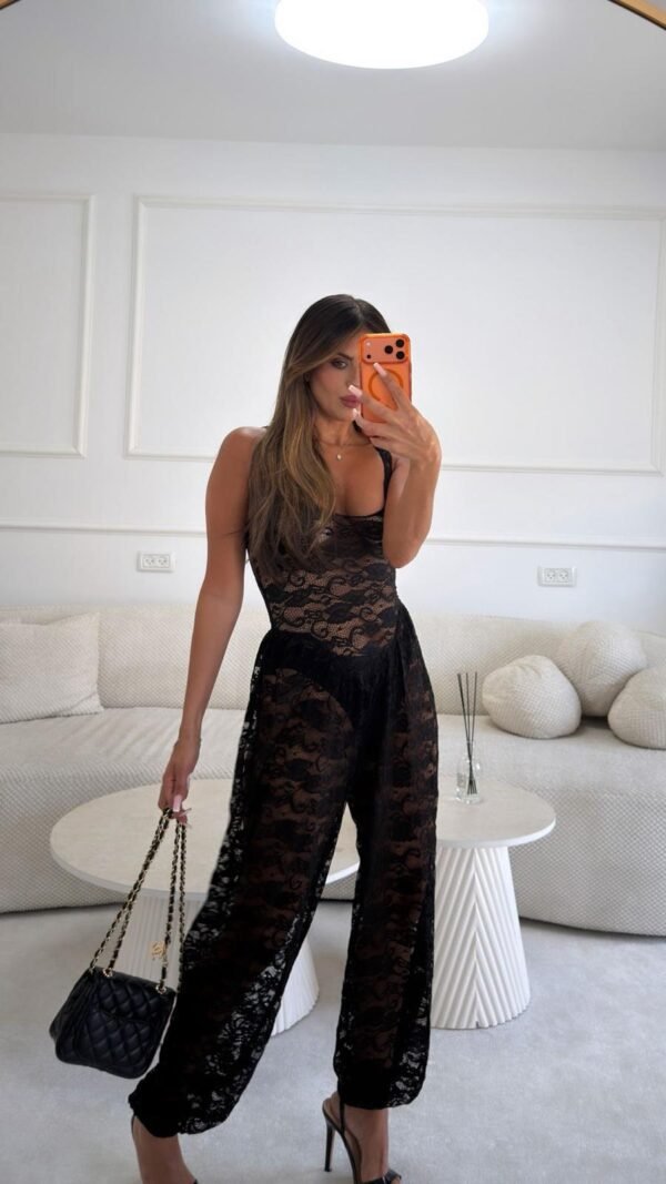 אוברול תחרה שחור 3 Lace Elegance Jumpsuit